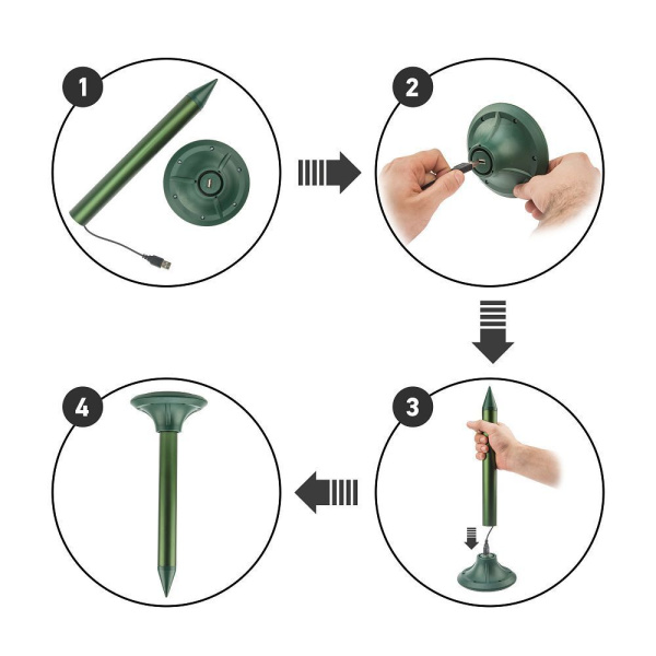 Ультразвуковой отпугиватель кротов на солнечной батарее R30 REXANT