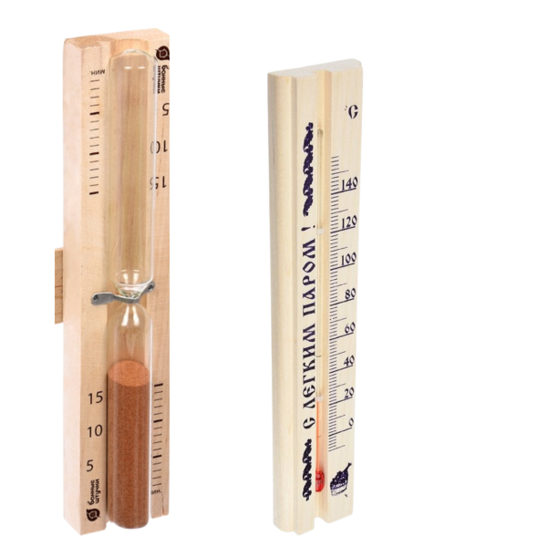 Набор термометр ТБС-41 и песочные часы для бани и сауны Набор термометр ТБС-41 и песочные часы для бани и сауны