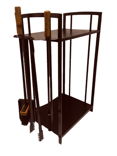 Дровница металлическая Голландка с каминным набором Бронза МС-Про