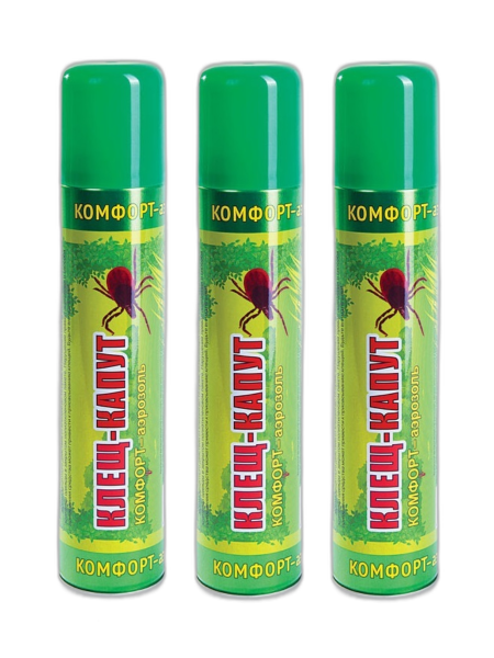 Аэрозоль Клещ-Капут КОМФОРТ от клещей 270 см куб, 3 шт