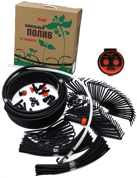 Капельный полив Жук от ёмкости на 60 растений с таймером полива