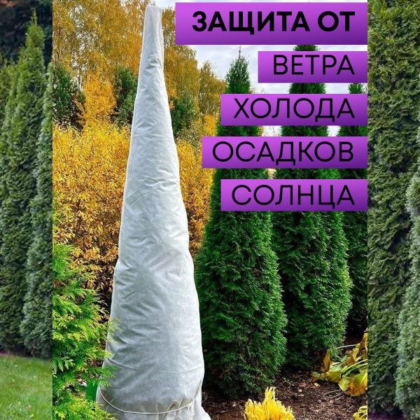 Зимнее укрытие с УФ Зимний Домик для туй 60 г/м2, белый 155 х 300 см Благодатное Земледелие