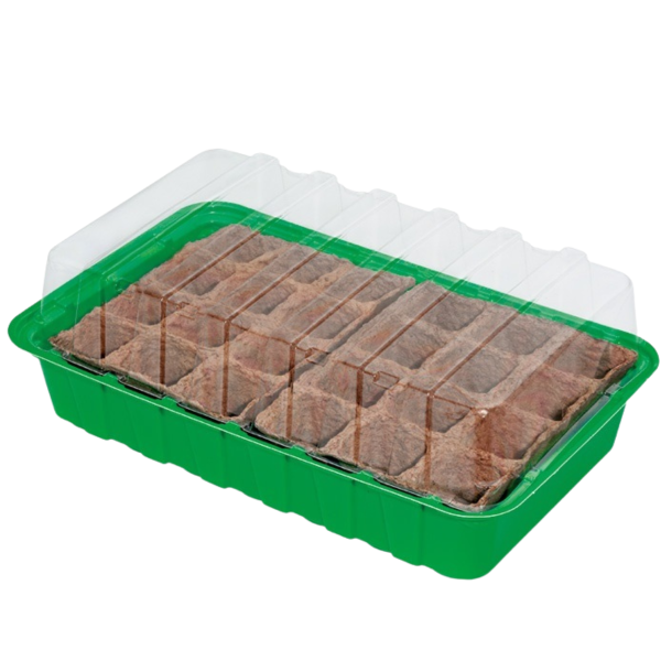 Минипарник для выращивания рассады с торфяными горшочками (горшочки 50х50 24шт + лоток + крышка)