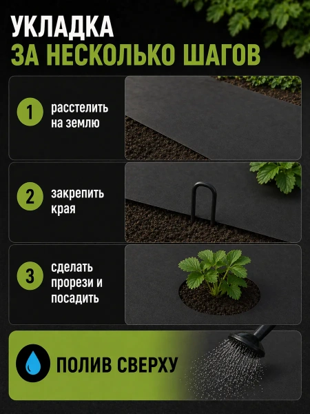 Укрывной материал Грядка в порядке универсальный с УФ стабилизатором черный 80 г/м2, 3,2 х 10 м Благодатное Земледелие