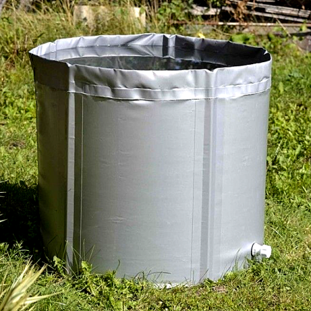 Складная емкость для воды из ПВХ 100 л с верхним каркасом и крышкой Чудо-бочка высота 65 см диаметр 50 см