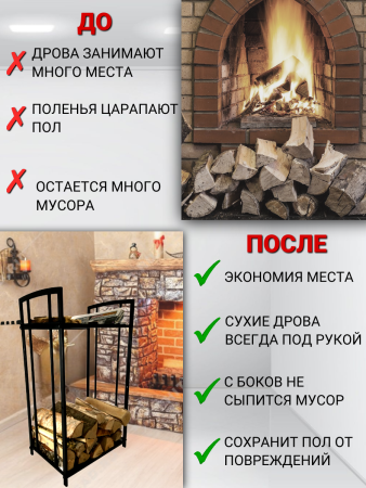 Дровница металлическая Голландка с каминным набором Бронза МС-Про