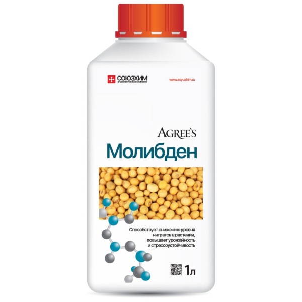 Удобрение хелатное Agree's Молибден для снижения нитратов в растении 1 л Удобрение хелатное Agree's Молибден для снижения нитратов в растении 1 л