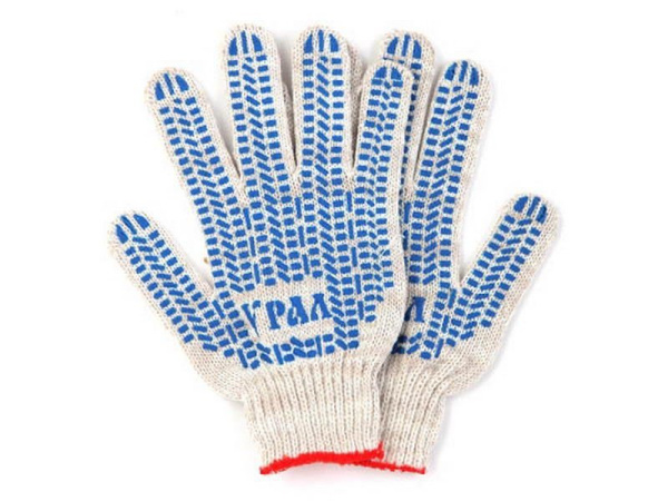 Перчатки хозяйственные Х/Б с ПВХ Люкс Волна синяя Перчатки хозяйственные Х/Б с ПВХ Люкс Волна синяя