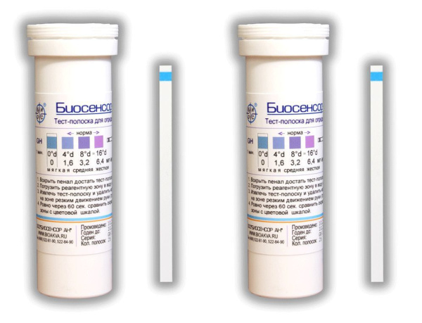 Тест-полоски жесткости воды индикаторные Биосенсор-Аква-GH, 2 уп по 25 шт
