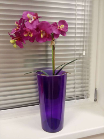 Кашпо для орхидей со вставкой ЛАВАНДА 26 см, диаметр 14 см, высота вставки 13 см фиолетовый