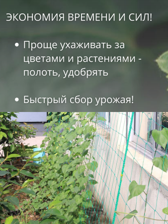 Сетка шпалерная для вьющихся растений 2х10 м ячейки 15х17 см