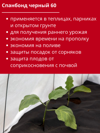 Укрывной материал Грядка в порядке универсальный с УФ стабилизатором чёрный 60 г/м2, 1,6 х 10 м Благодатное Земледелие