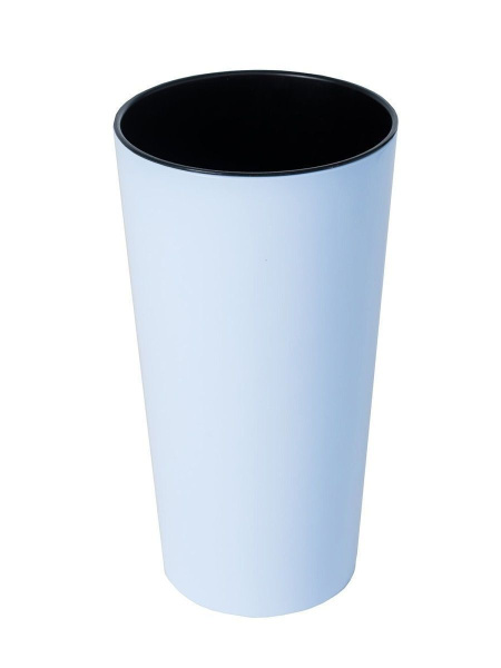 Кашпо для цветов со вставкой КАМЕЛИЯ 26 см, диаметр 14 см, высота вставки 13 см светло-голубой