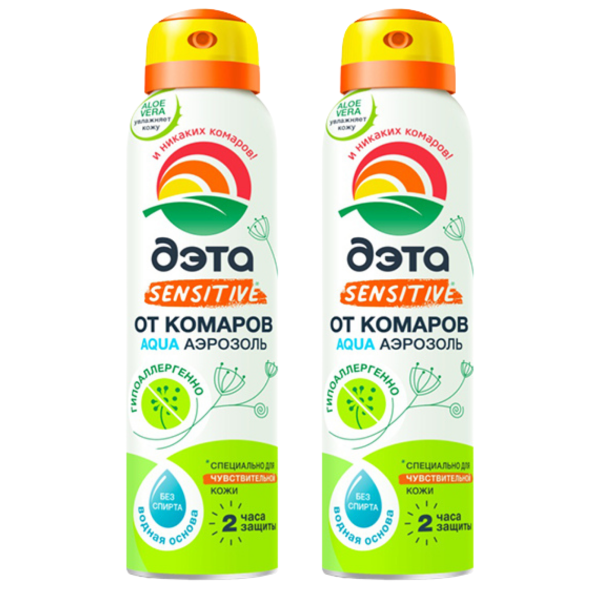 ДЭТА АКВА AQUA SENSITIVE аэрозоль от комаров для чувствительной кожи 150 мл 2 шт ДЭТА АКВА AQUA SENSITIVE аэрозоль от комаров для чувствительной кожи 150 мл 2 шт