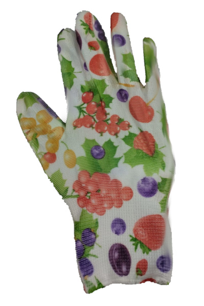 Перчатки нейлоновые с полиуретановым покрытием цветочки