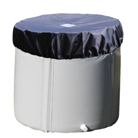 Складная емкость для воды из ПВХ 300 л с верхним каркасом и крышкой Чудо-бочка высота 70 см диаметр 74 см