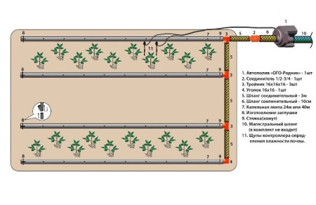 Комплект автополива АКП-6 ОГО-Родник-1