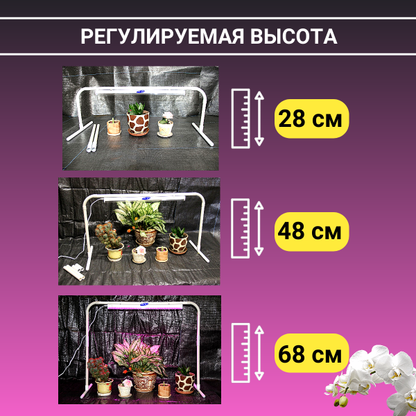 Регулируемая подставка для фитосветильника 64*68 см, 2 шт