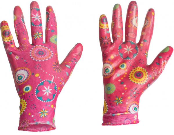 Перчатки хоз LISTOK нейлон с нитрпокр розовый M 12