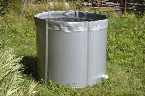 Складная емкость для воды из ПВХ 1500 л с верхним каркасом и крышкой Чудо-бочка высота 100 см диаметр 140 см