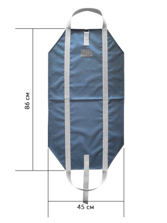 Сумка для переноски дров с ручками из стропы и застежкой усиленная серо-голубая, 40 см x 86 см VIP