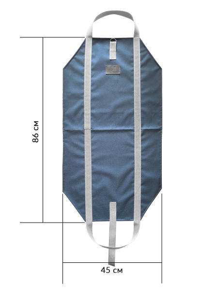 Сумка для переноски дров с ручками из стропы и застежкой усиленная серо-голубая, 40 см x 86 см VIP