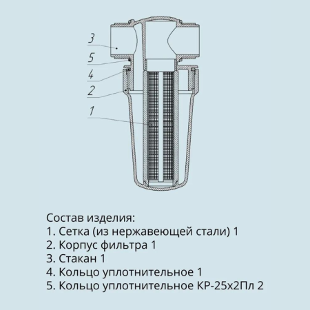 Садовый фильтр тонкой очистки воды для систем полива ФОВ-125 сетчатый