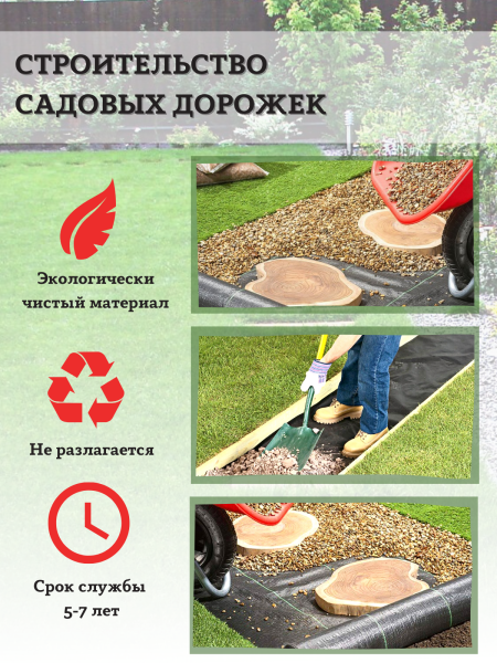 Укрывной материал с УФ Агроткань чёрный 100 г/м2, 1,05 х 5 м