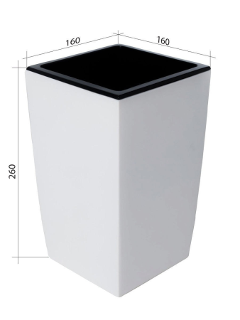 Кашпо для цветов со вставкой ЖАСМИН 16х16х26 см высота вставки 15 см белый