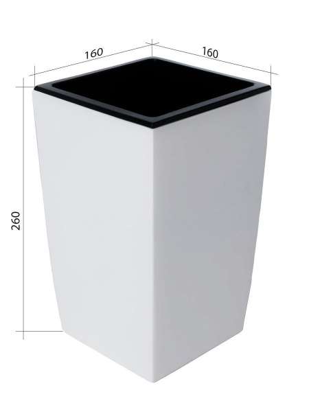 Кашпо для цветов со вставкой ЖАСМИН 16х16х26 см высота вставки 15 см белый