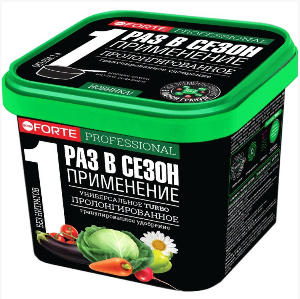 Bona Forte Удобрение гранулированное пролонгированное TURBO Универсальное с биодоступным кремнием, ведро 1 л