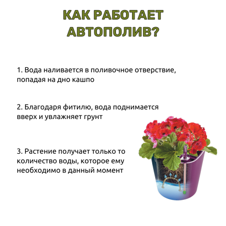 Горшок с автополивом Комфорт 3,5 л ПИ-25-8ТХ d-16 h-17 см Кремовый