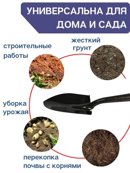 Лопата Садовая малая ЛСМ-900 с черенком 900 мм сталь 65 г