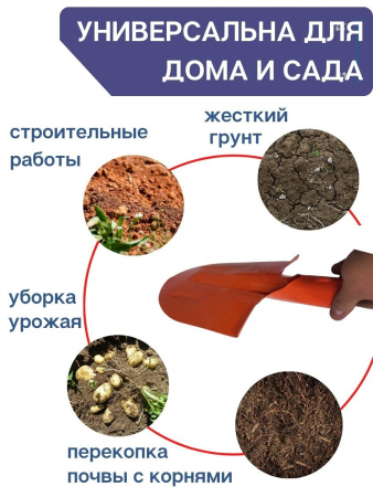 Лопата штыковая ЛКО 19596-87 из рельсовой стали 65 г весенне алый