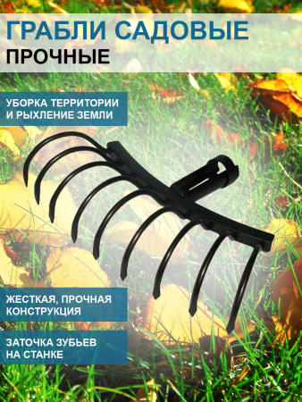 Грабли садовые прочные 25 см без черенка Благодатное земледелие