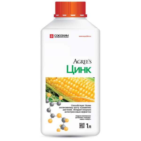 Удобрение хелатное Agree's Цинк стимулятор роста антистресс 1 л Удобрение хелатное Agree's Цинк стимулятор роста антистресс 1 л